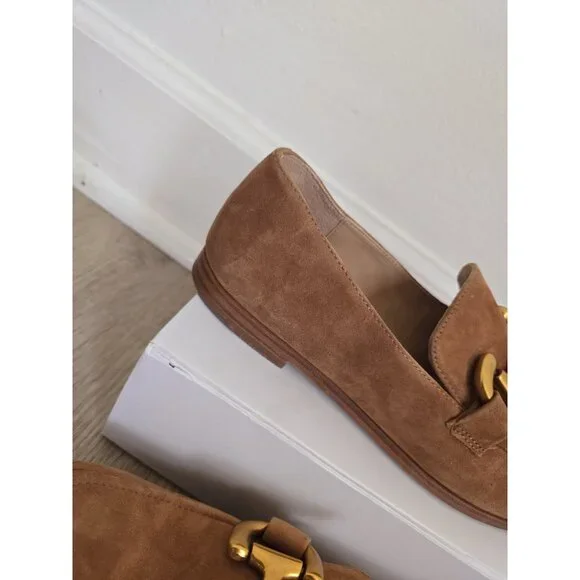 Boden Iris Snaffle Loafers Shoes Horsebit Suede Leather 39 8 Tan Brown Slip On - Picture 10 of 11